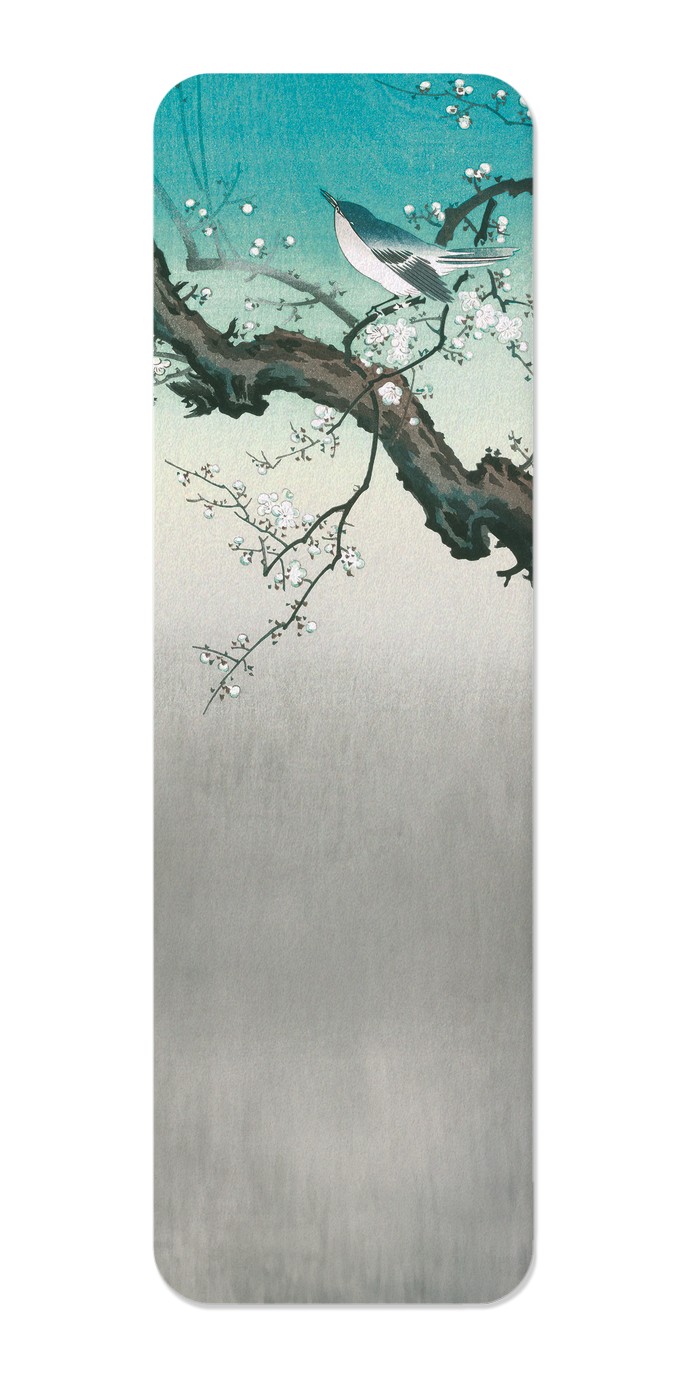 Ezen Designs - Bush warbler and plum blossoms - Bookmark - Front