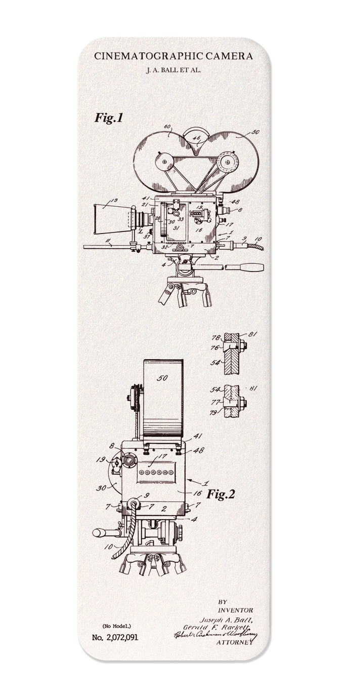Ezen Designs - Patent of cinematography camera (1937) - Bookmark - Front
