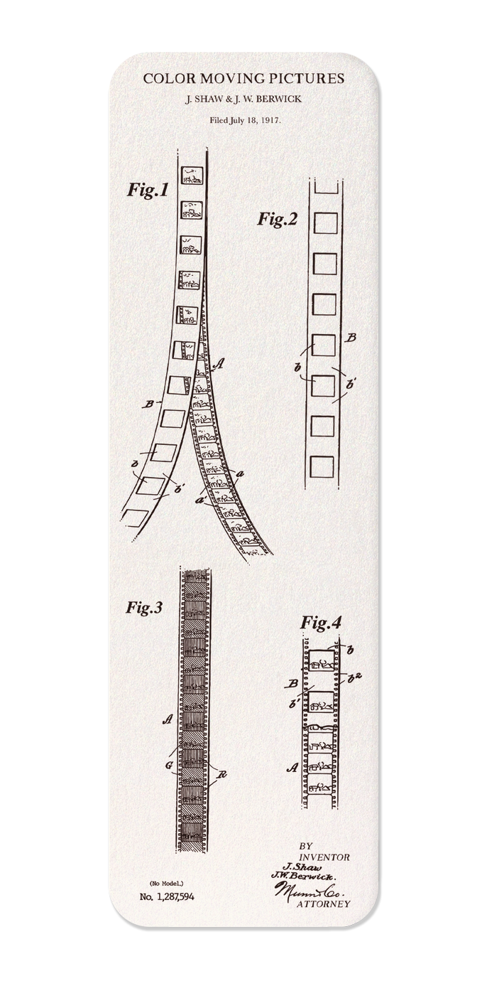 Ezen Designs - Patent of colour moving pictures (1918) - Bookmark - Front