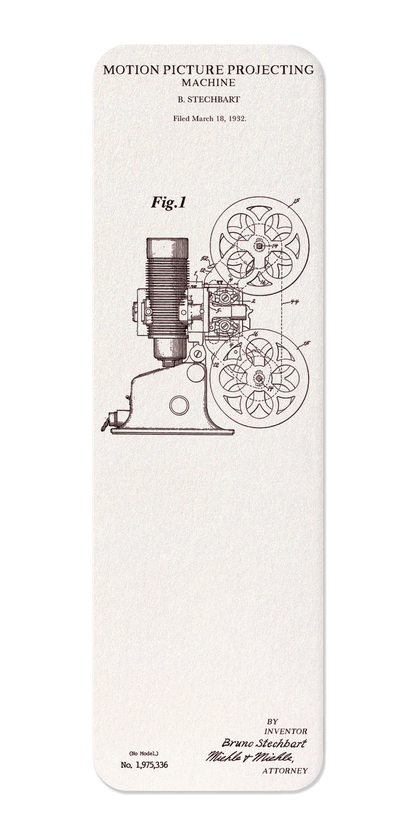 Ezen Designs - Patent of motion picture projecting machine (1934) - Bookmark - Front