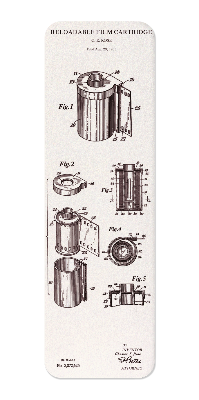 Ezen Designs - Patent of reloadable film (1937) - Bookmark - Front