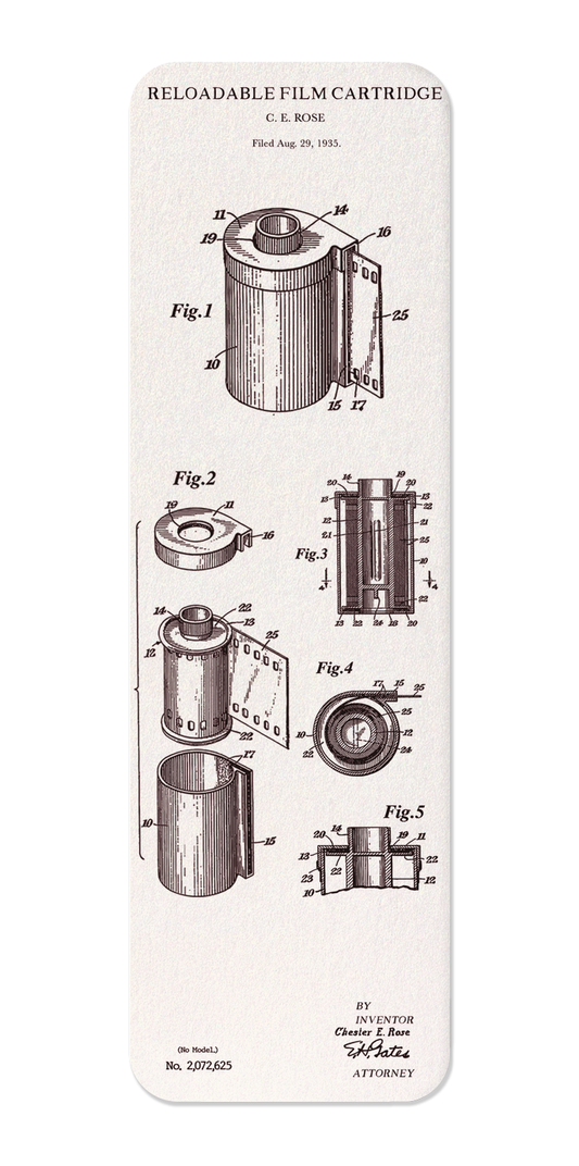 Ezen Designs - Patent of reloadable film (1937) - Bookmark - Front