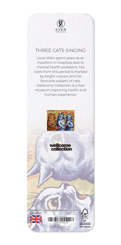 Ezen Designs - THREE CATS SINGING - Bookmark - Back