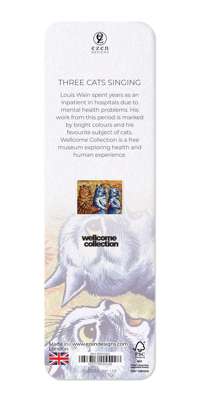 Ezen Designs - THREE CATS SINGING - Bookmark - Back