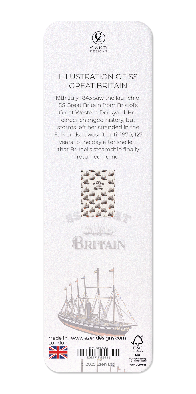 Ezen Designs - Illustration of SS Great Britain - Bookmark - Back
