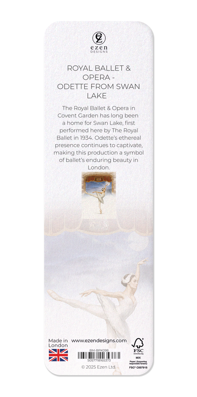 Ezen Designs - Royal Ballet & Opera - Odette from Swan Lake - Bookmark - Back