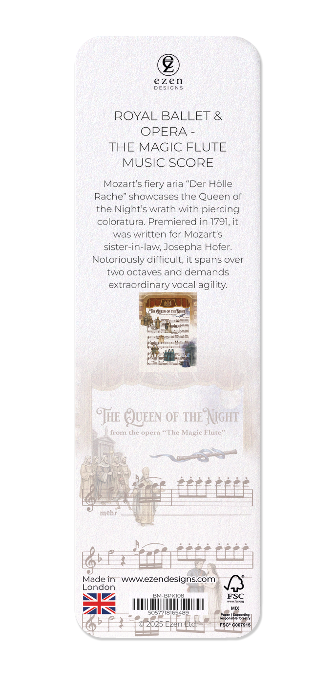 Ezen Designs - Royal Ballet & Opera - The Magic Flute Music Score - Bookmark - Back