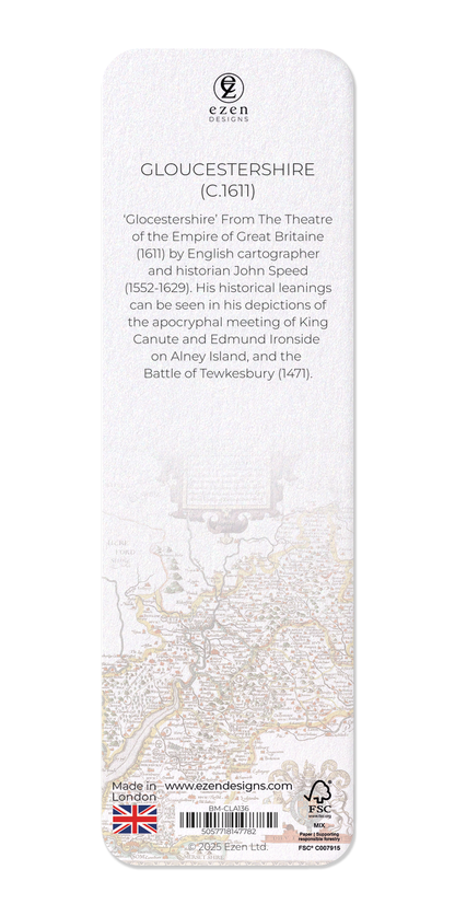 Ezen Designs - Gloucestershire (c.1611) - Bookmark - Back