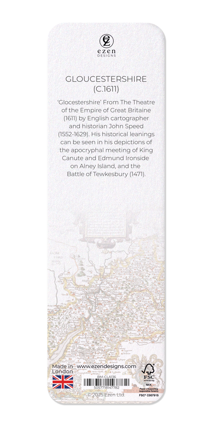 Ezen Designs - Gloucestershire (c.1611) - Bookmark - Back