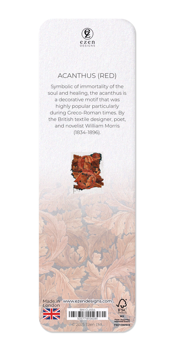 Ezen Designs - Acanthus (Red) - Bookmark - Back