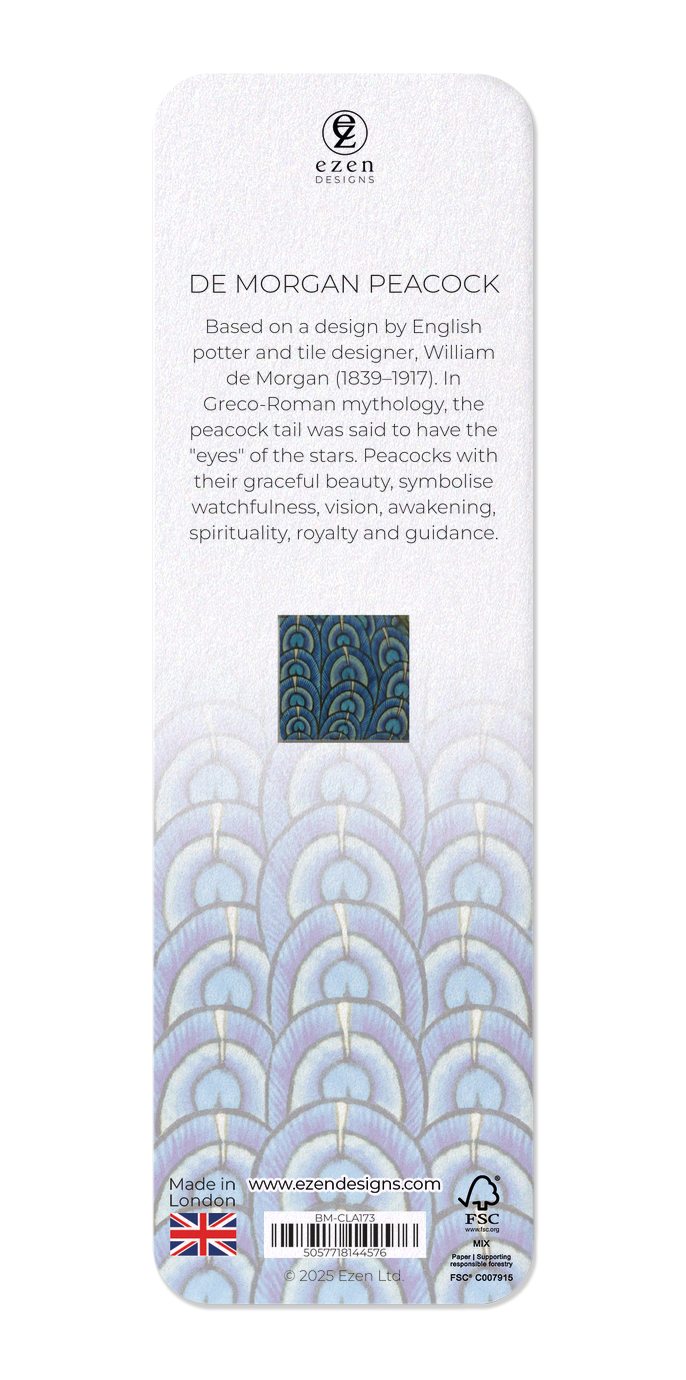 Ezen Designs - De morgan peacock - Bookmark - Back