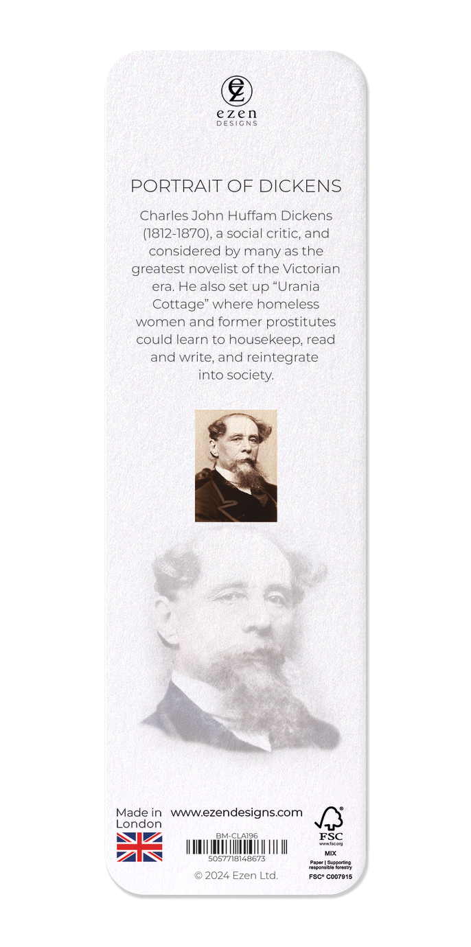 Ezen Designs - Portrait of dickens - Bookmark - Back