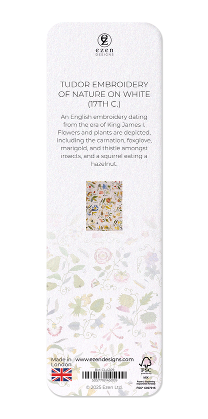 Ezen Designs - Tudor Embroidery of Nature on White (17th C.) - Bookmark - Back