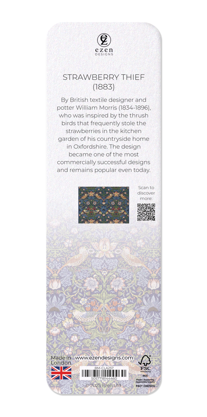 Ezen Designs - Strawberry thief (1883) - Bookmark - Back
