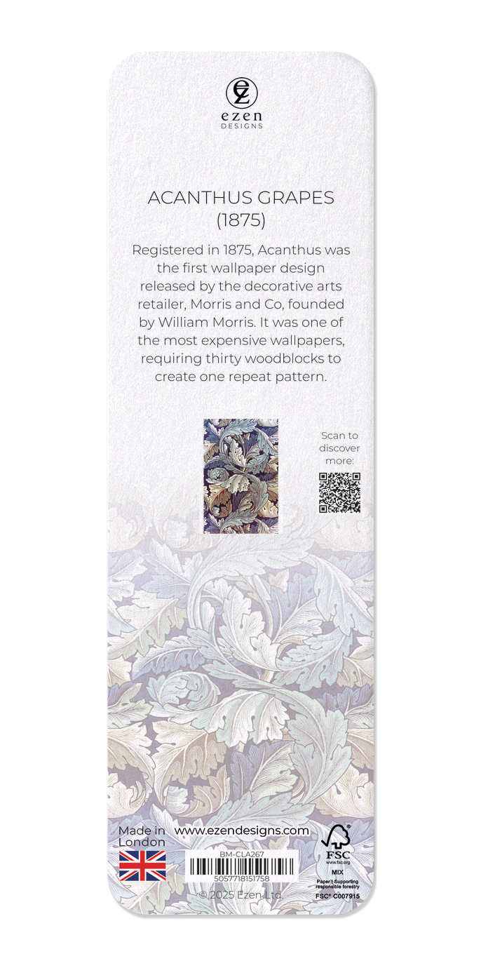 Ezen Designs - Acanthus grapes (1875) - Bookmark - Back
