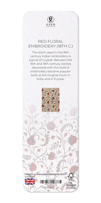 Ezen Designs - Red floral embroidery (18th C.) - Bookmark - Back