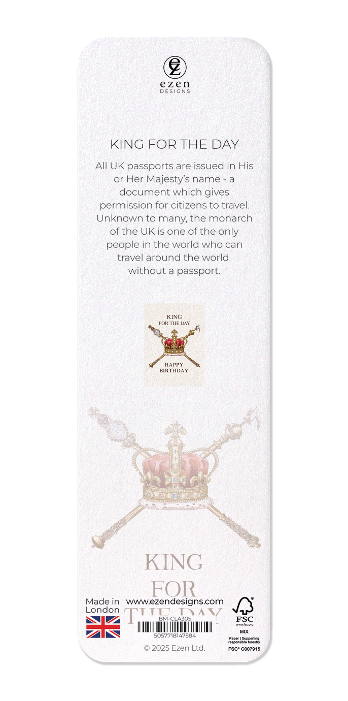 Ezen Designs - King for the day - Bookmark - Back