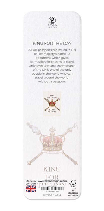 Ezen Designs - King for the day - Bookmark - Back