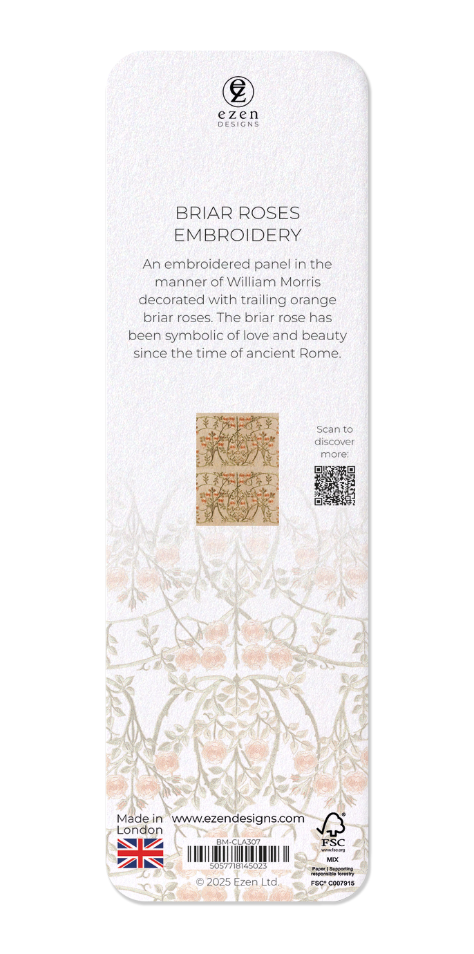 Ezen Designs - Briar roses embroidery - Bookmark - Back