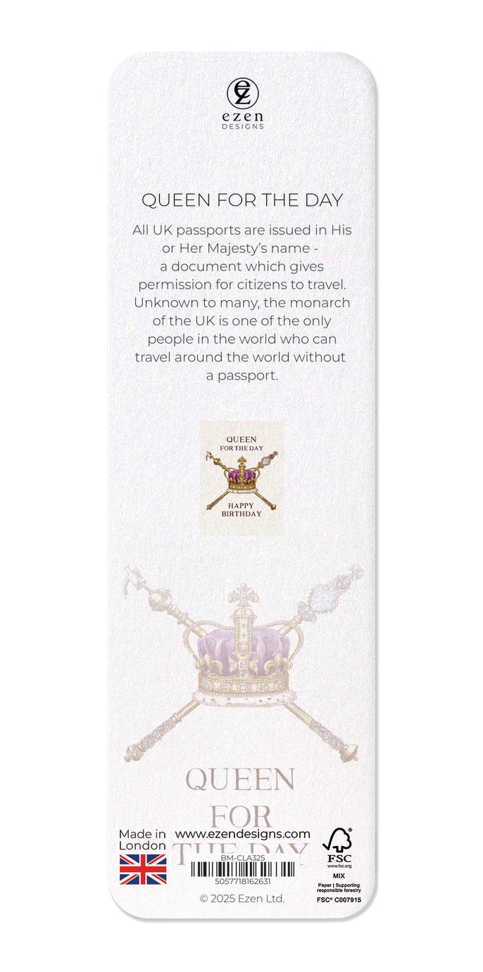 Ezen Designs - Queen for the day - Bookmark - Back