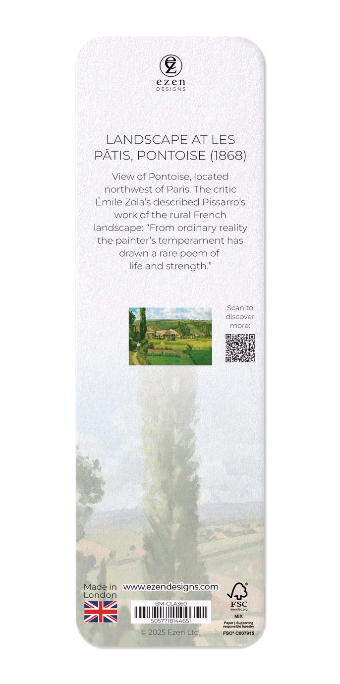 Ezen Designs - Landscape at Les Pâtis, Pontoise (1868) - Bookmark - Back