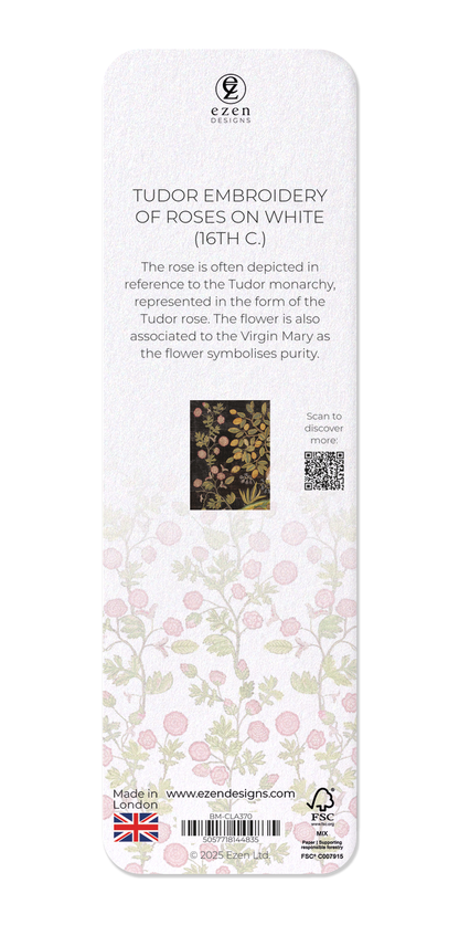 Ezen Designs - Tudor Embroidery of Roses on White (16th C.) - Bookmark - Back