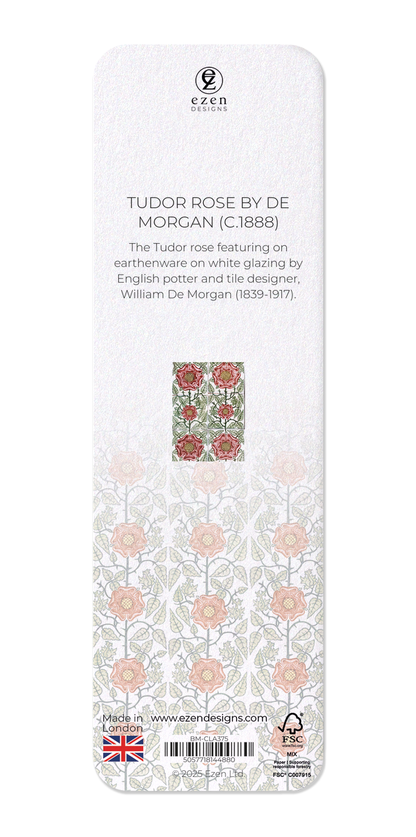 Ezen Designs - Tudor Rose by de Morgan (c.1888) - Bookmark - Back