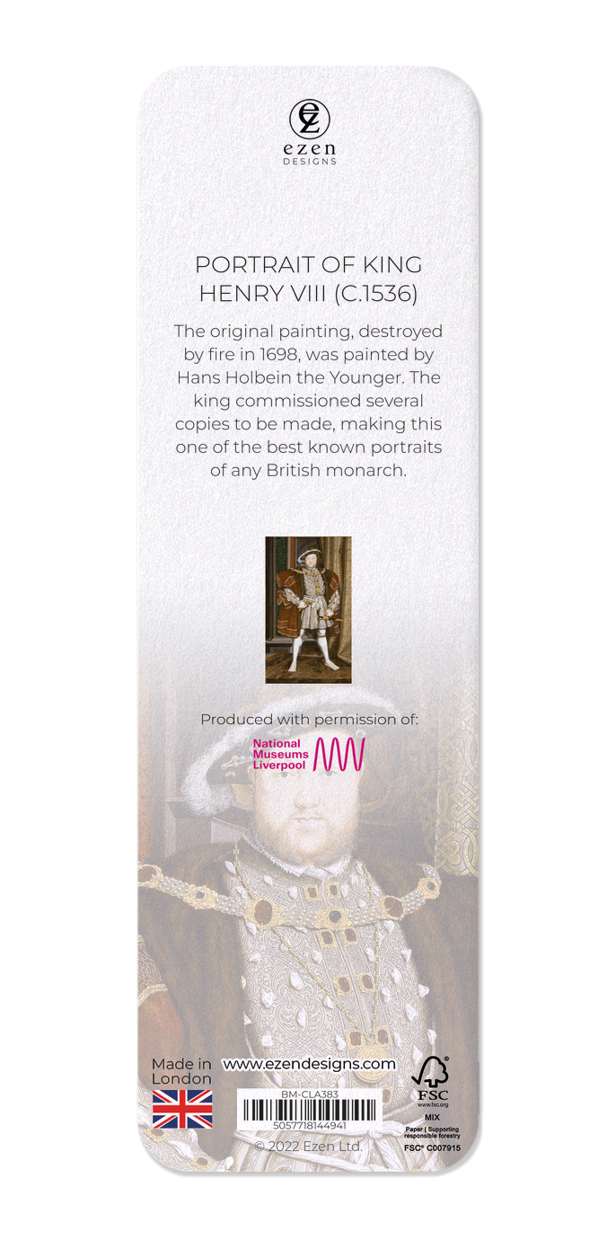 Ezen Designs - Portrait of King Henry VIII (c.1536) - Bookmark - Back