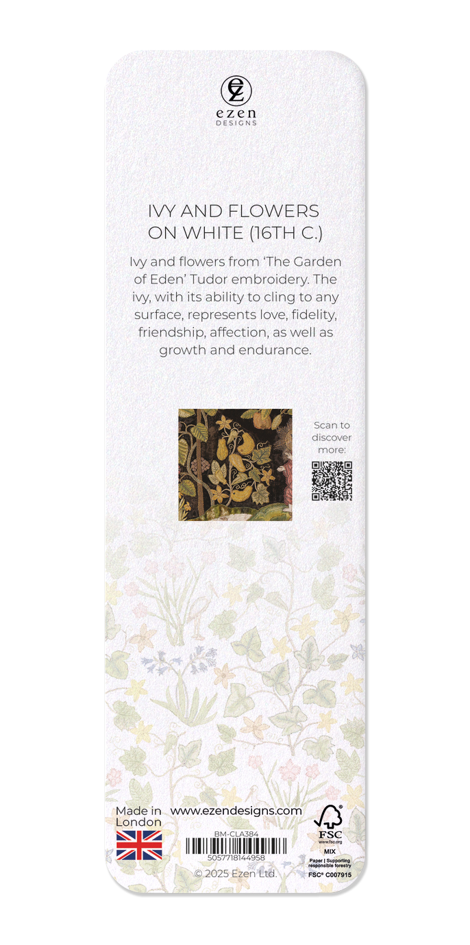 Ezen Designs - Ivy and Flowers on white (16th C.) - Bookmark - Back