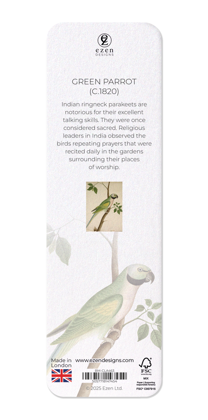 Ezen Designs - Green Parrot (c.1820) - Bookmark - Back
