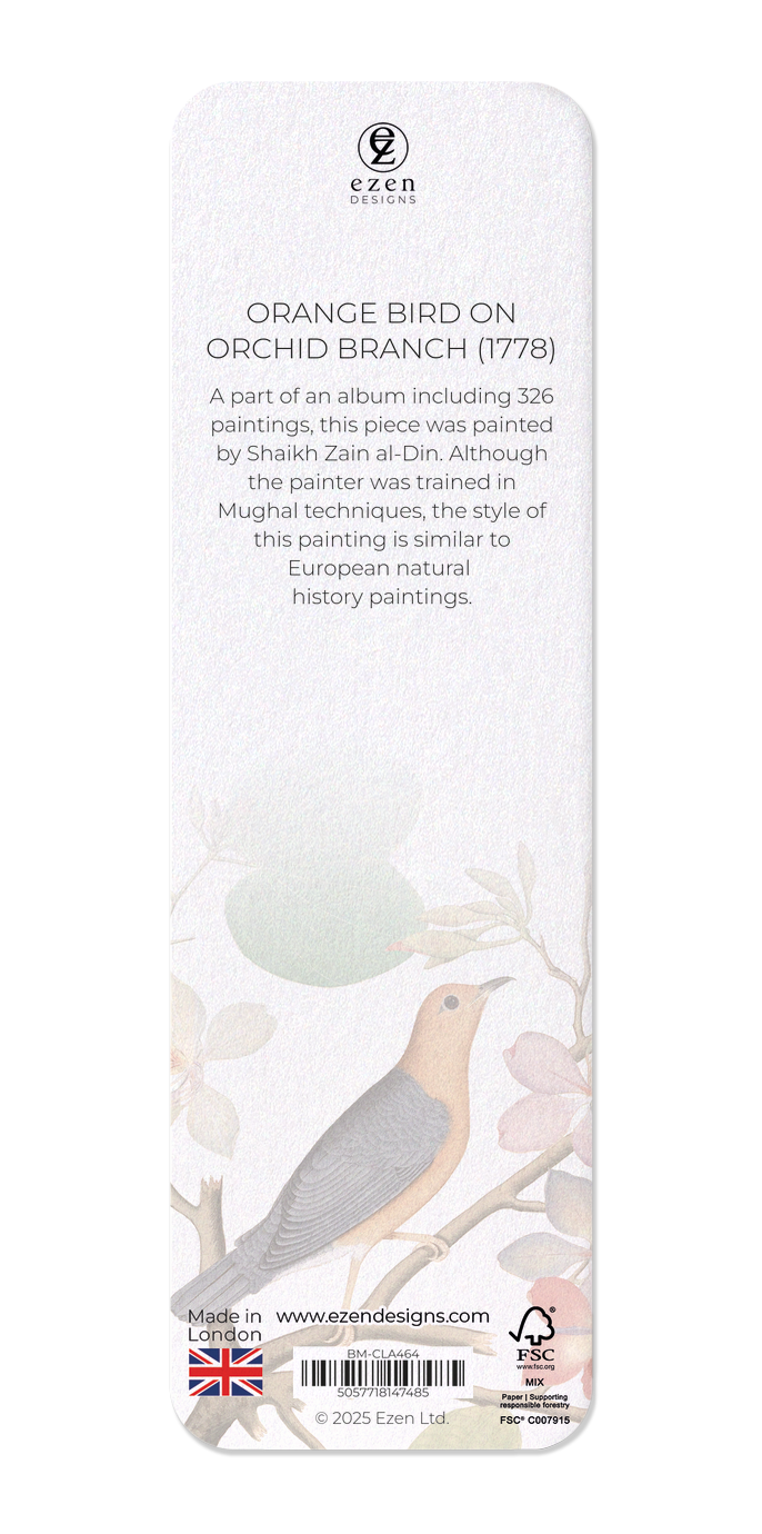 Ezen Designs - Orange bird on orchid Branch (1778) - Bookmark - Back