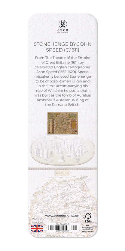 Ezen Designs - Stonehenge by John Speed (c.1611) - Bookmark - Back