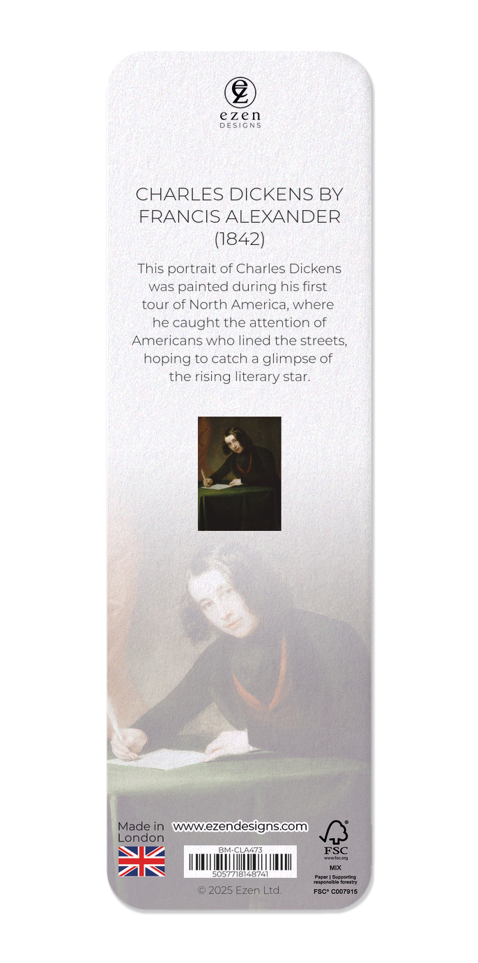 Ezen Designs - Charles Dickens by Francis Alexander (1842) - Bookmark - Back