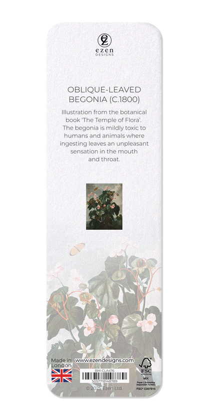 Ezen Designs - Oblique-leaved Begonia (c.1800) - Bookmark - Back
