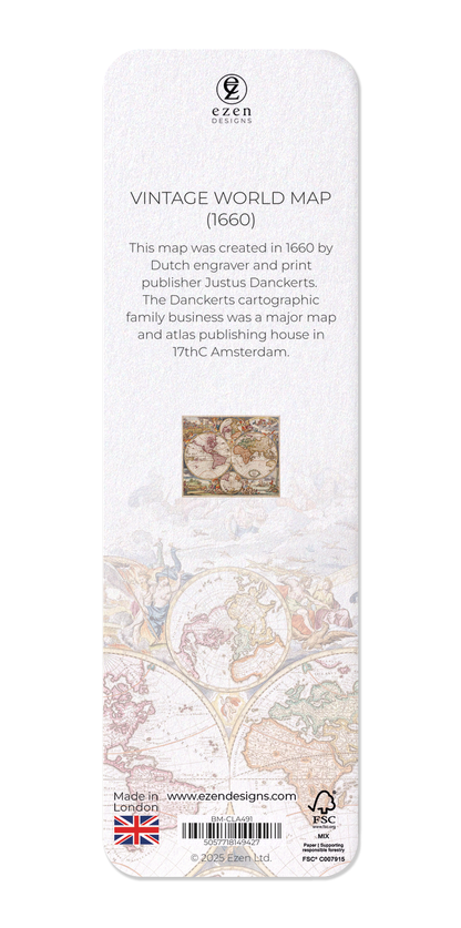 Ezen Designs - Vintage World Map (1660) - Bookmark - Back