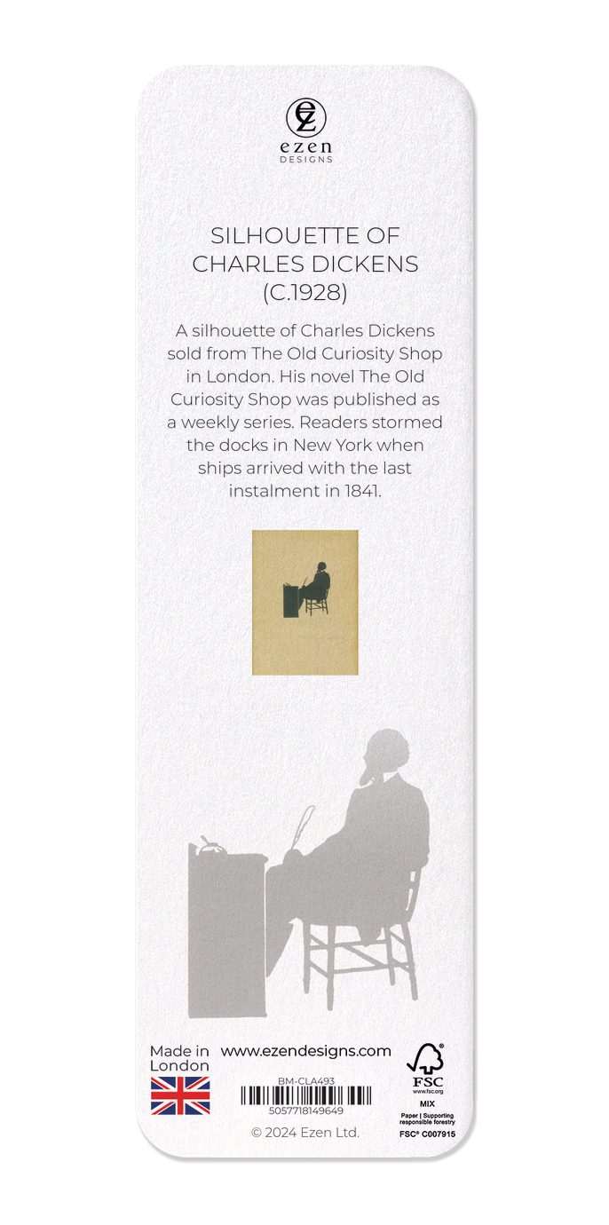 Ezen Designs - Silhouette of Charles Dickens (C.1928) - Bookmark - Back