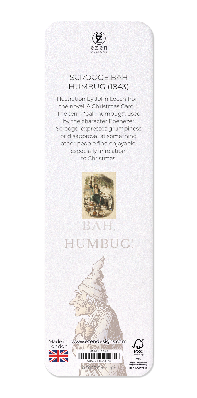 Ezen Designs - Scrooge Bah Humbug (1843) - Bookmark - Back