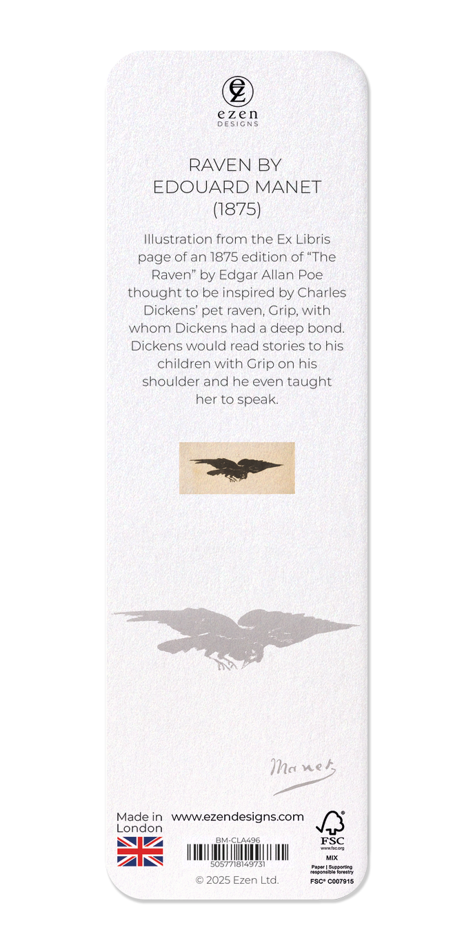 Ezen Designs - Raven by Edouard Manet (1875) - Bookmark - Back