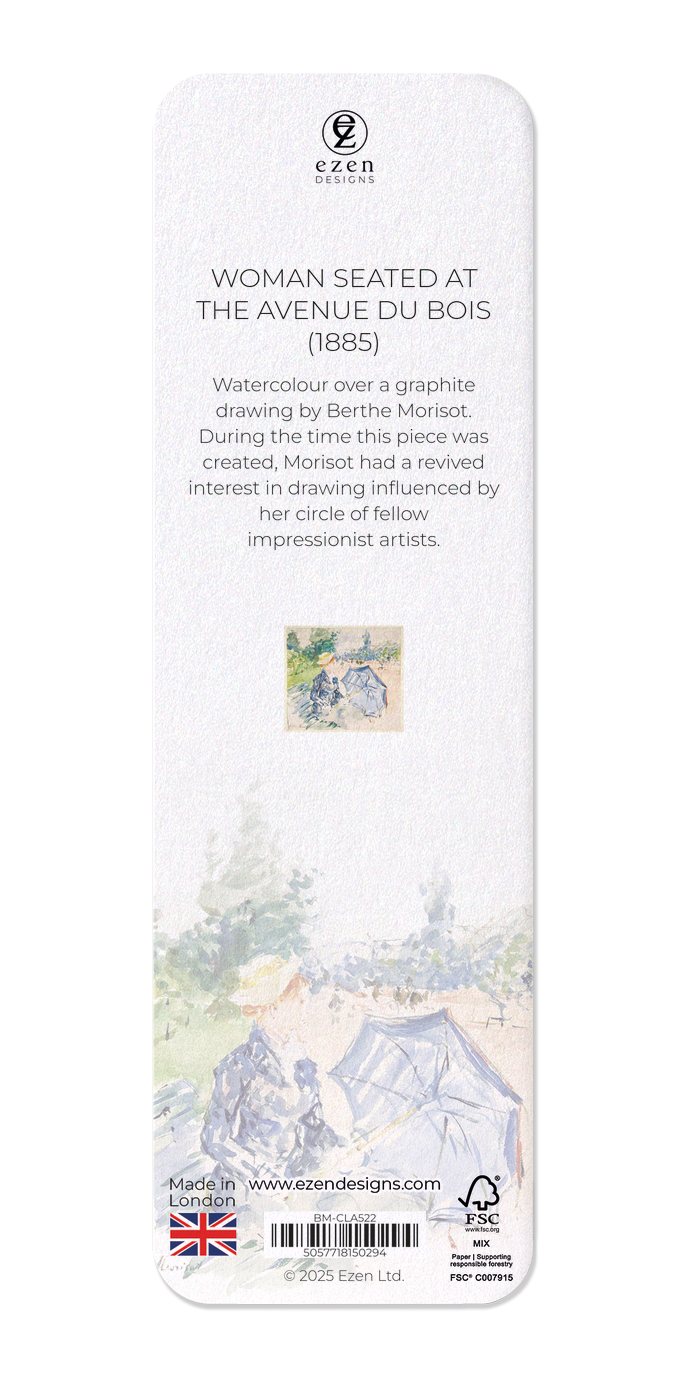 Ezen Designs - Woman Seated at the Avenue du Bois (1885) - Bookmark - Back