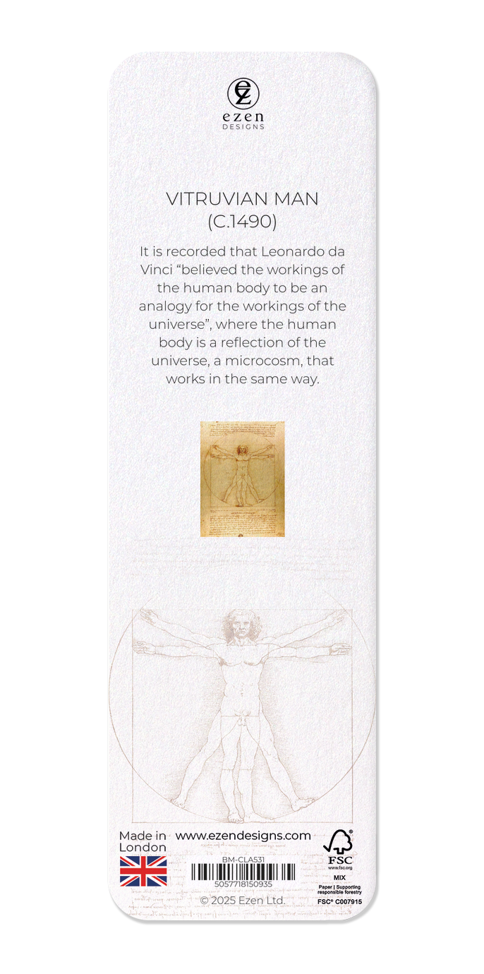 Ezen Designs - Vitruvian Man (C.1490) - Bookmark - Back