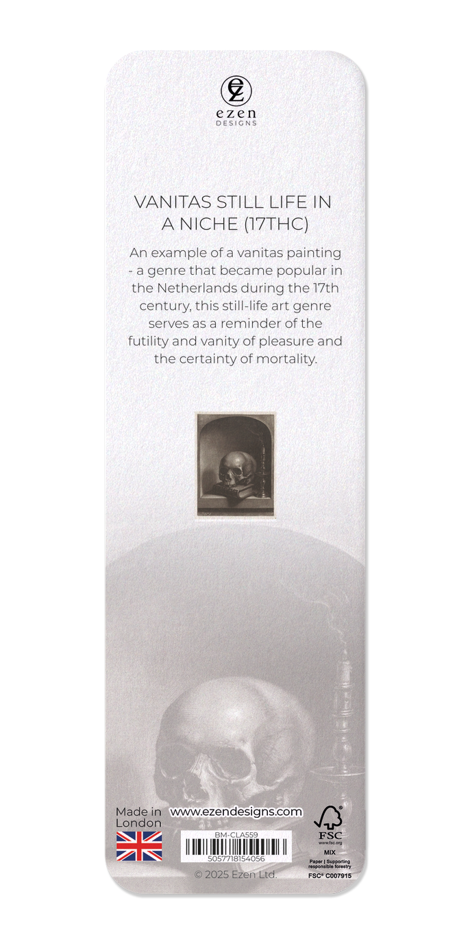 Ezen Designs - Vanitas Still Life in a Niche (17thC) - Bookmark - Back