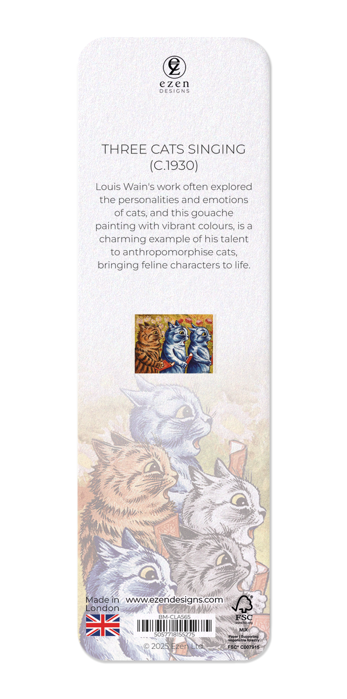 Ezen Designs - Three Cats Singing (C.1930) - Bookmark - Back