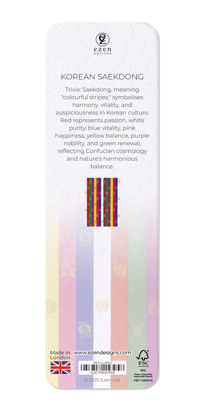 Ezen Designs - Korean Saekdong - Bookmark - Back