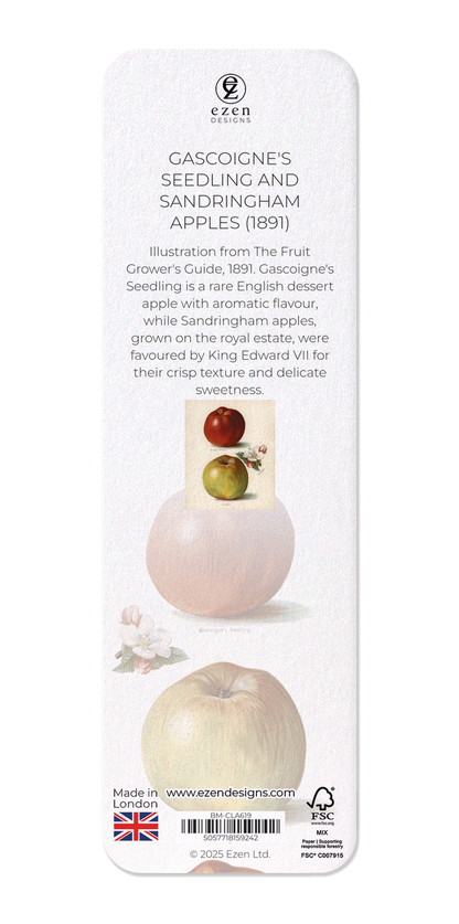 Ezen Designs - Gascoigne's Seedling and Sandringham Apples (1891) - Bookmark - Back