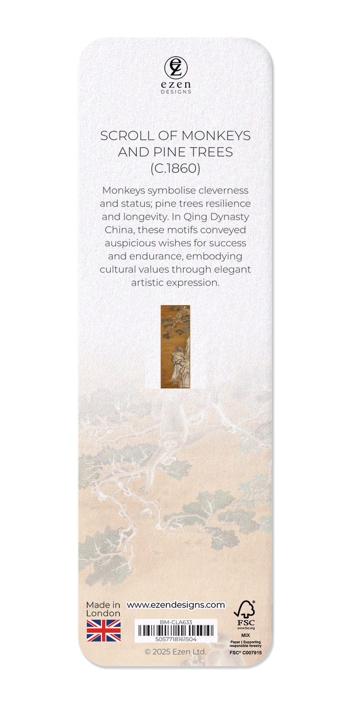 Ezen Designs - Scroll of Monkeys and Pine Trees (c.1860) - Bookmark - Back
