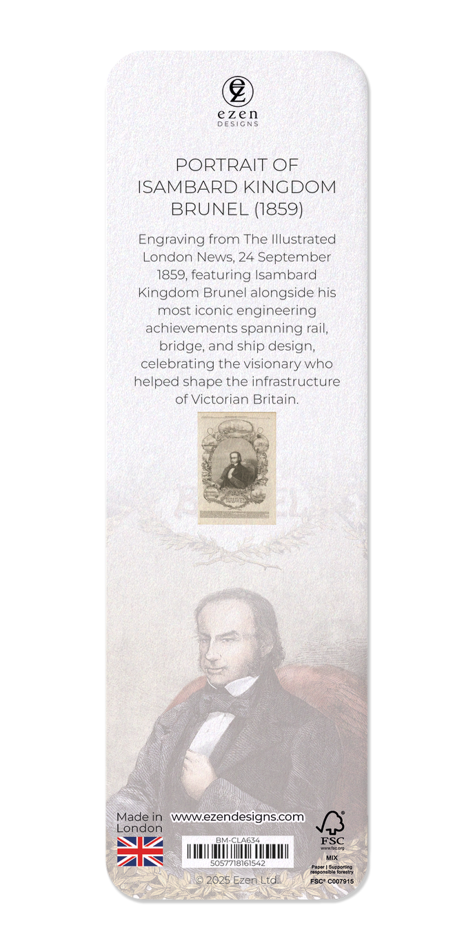 Ezen Designs - Portrait of Isambard Kingdom Brunel (1859) - Bookmark - Back