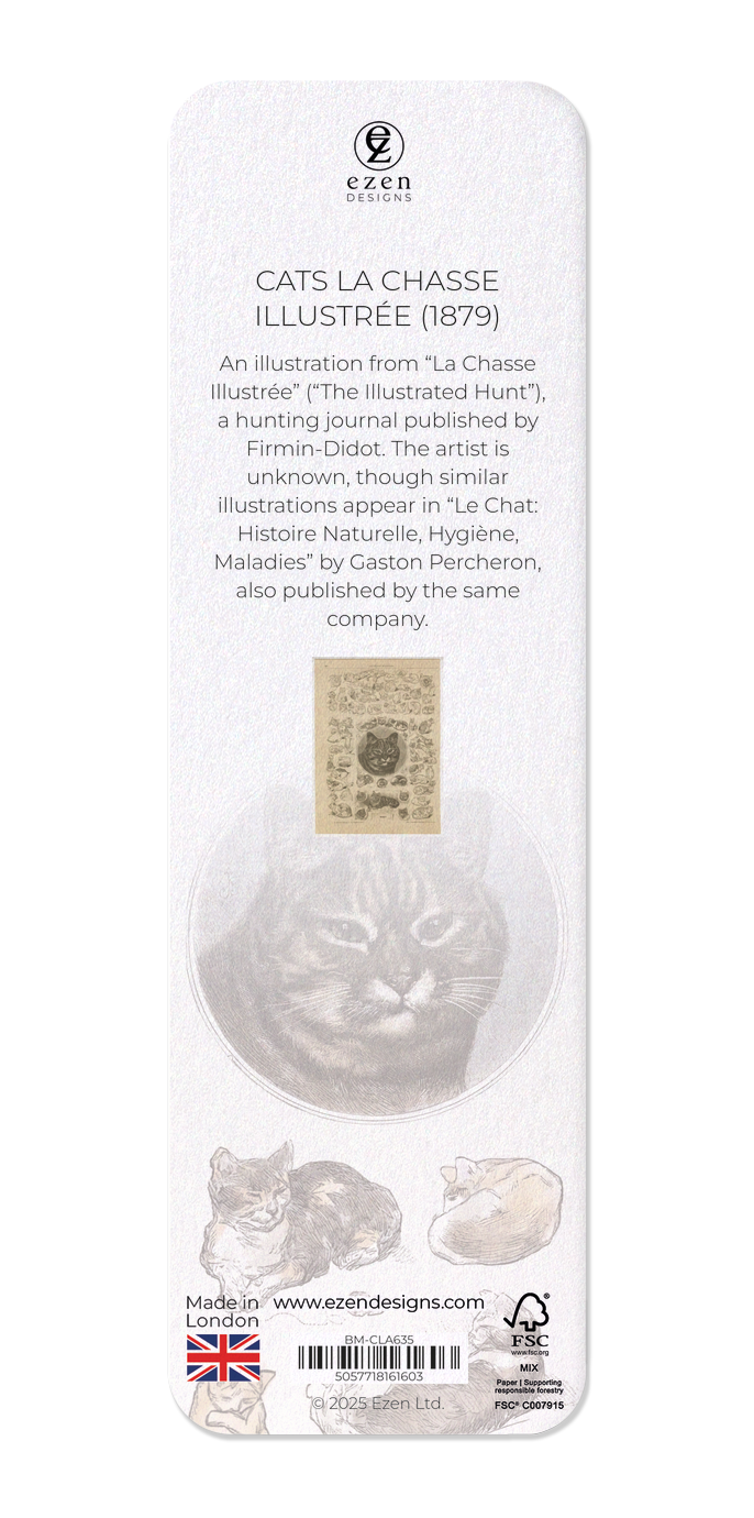 Ezen Designs - Cats La Chasse illustrée (1879) - Bookmark - Back