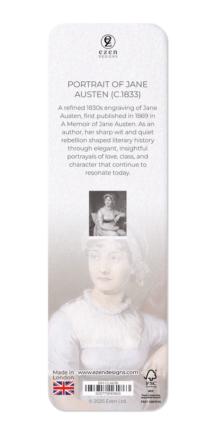 Ezen Designs - Portrait of Jane Austen (c.1833) - Bookmark - Back