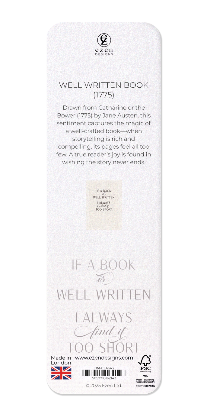 Ezen Designs - Well Written Book (1775) - Bookmark - Back
