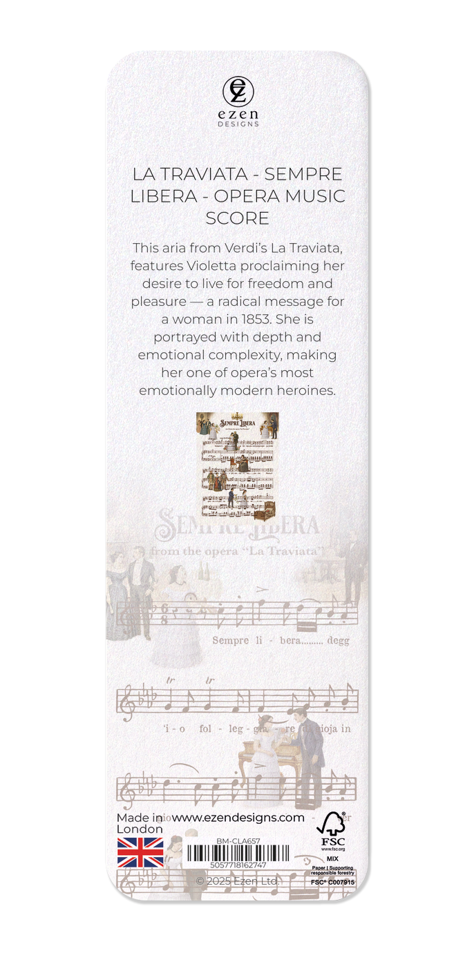 Ezen Designs - La Traviata - Sempre Libera - Opera Music Score - Bookmark - Back